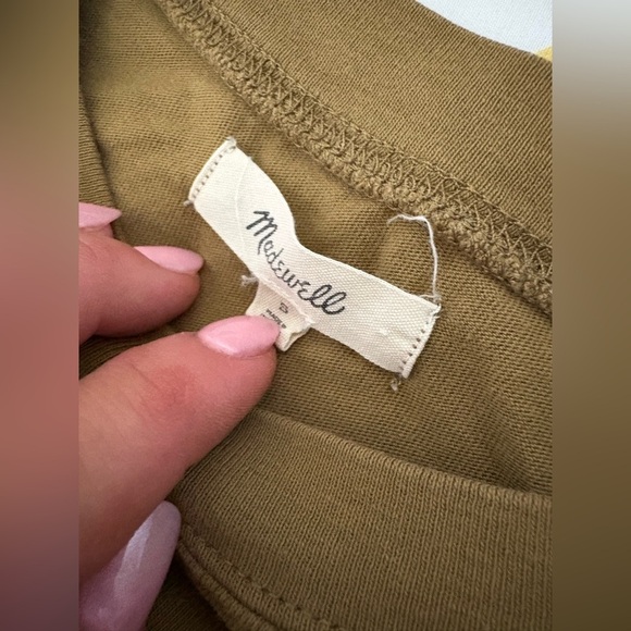 Madewell t-shirt dress Tina olive green size small cotton short sleeve - Picture 7 of 11